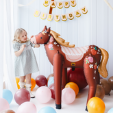 Jumbo Standing Floral Horse Foil Balloon